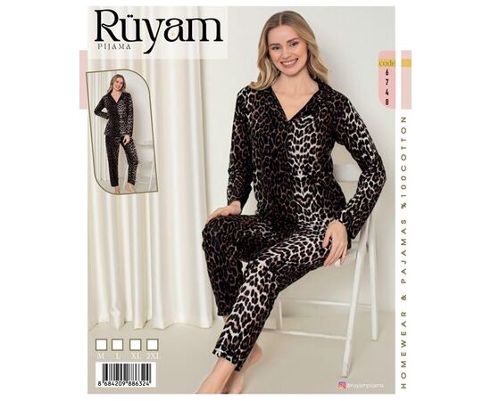 Пижама женская 6748 brown р.M-2XL "Vehuiah" недорого оптом от прямого поставщика Фотография Пижама женская 6748 brown р.M-2XL "Vehuiah" недорого оптом от прямого поставщика