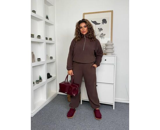 Костюм спортивний жіночий 1146-1 d.brown р.54-58 "FEMZONE" недорого оптом від прямого постачальника Костюм спортивний жіночий 1146-1 d.brown р.54-58 "FEMZONE" недорого оптом від прямого постачальника