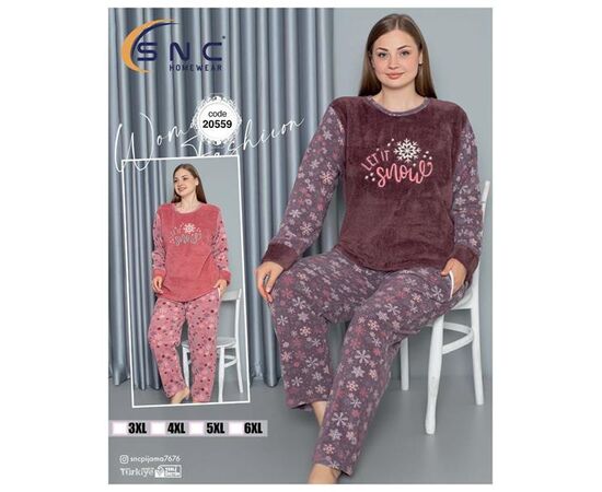 Пижама тёплая женская 20559 powder р.3XL-6XL "DONELLA" недорого оптом от прямого поставщика Фотография Пижама тёплая женская 20559 powder р.3XL-6XL "DONELLA" недорого оптом от прямого поставщика