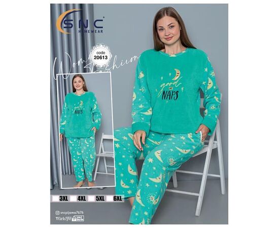 Пижама тёплая женская 20613 green р.3XL-6XL "DONELLA" недорого оптом от прямого поставщика Фотография Пижама тёплая женская 20613 green р.3XL-6XL "DONELLA" недорого оптом от прямого поставщика