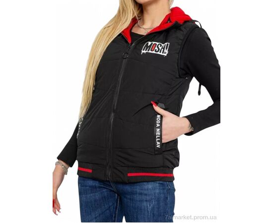 Жилетка женская Весна/осень 20166 чорно-червоний (5 шт. р.сетка S-2XL) "Massmag" недорого оптом от прямого поставщика Фотография Жилетка женская Весна/осень 20166 чорно-червоний (5 шт. р.сетка S-2XL) "Massmag" недорого оптом от прямого поставщика