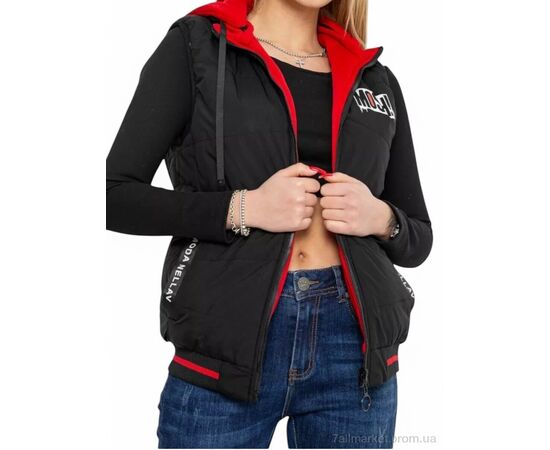 Жилетка женская Весна/осень 20166 чорно-червоний (5 шт. р.сетка S-2XL) "Massmag" недорого оптом от прямого поставщика, изображение 2 Фотография Жилетка женская Весна/осень 20166 чорно-червоний (5 шт. р.сетка S-2XL) "Massmag" недорого оптом от прямого поставщика, изображение 2