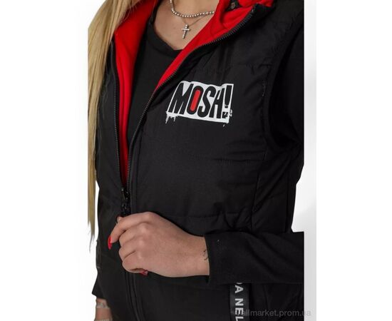Жилетка женская Весна/осень 20166 чорно-червоний (5 шт. р.сетка S-2XL) "Massmag" недорого оптом от прямого поставщика, изображение 3 Фотография Жилетка женская Весна/осень 20166 чорно-червоний (5 шт. р.сетка S-2XL) "Massmag" недорого оптом от прямого поставщика, изображение 3