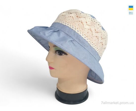 Капелюх жіночий Літо 0094 блакитний (5 шт. р.сітка56-62) "Mabi" недорого оптом від прямого постачальника Капелюх жіночий Літо 0094 блакитний (5 шт. р.сітка56-62) "Mabi" недорого оптом від прямого постачальника