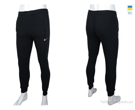 Спортивні штани чоловічі Весна/осінь Ni black, флис (06971) (5 шт. р.сітка48-56) "Obuvok" недорого оптом від прямого постачальника, зображення 4