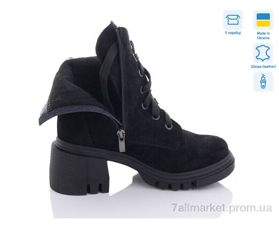 Черевики жіночі стильні Весна/осінь 77 чорний замш (6 пар р.36-40) "Mona Lisa" недорого оптом від прямого постачальника, зображення 2