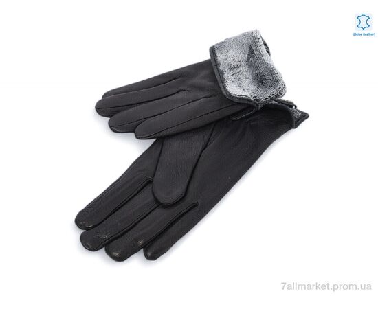 Рукавички жіночі Зима 2 black шкіра олень махра (10 шт. р.сітка6,5-8,5) "KUINH" недорого оптом від прямого постачальника, зображення 2