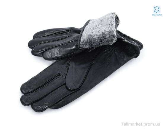 Рукавички жіночі Зима 3 black шкіра кози махра (10 шт. р.сітка6,5-8,5) "KUINH" недорого оптом від прямого постачальника, зображення 2