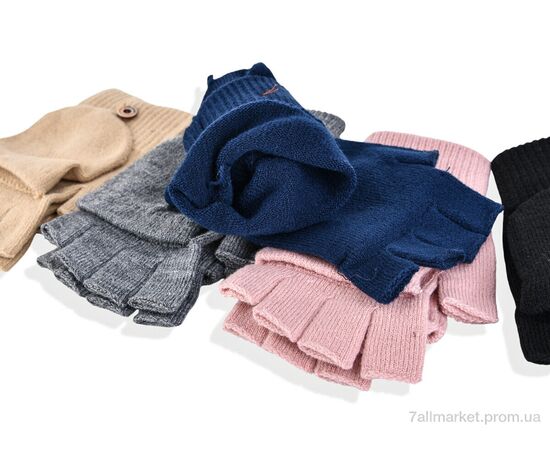 Рукавички для жінок Зима 2531 (16см) хутро mix (12 шт. р.сітка6,5-8,5) "KUINH" недорого оптом від прямого постачальника, зображення 2