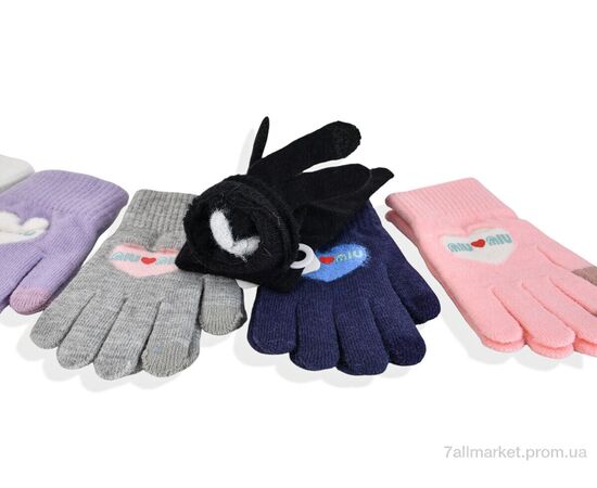 Рукавички для дітей Зима 2535 (16см) хутро mix (12 шт. р.сітка8-12) "KUINH" недорого оптом від прямого постачальника, зображення 2