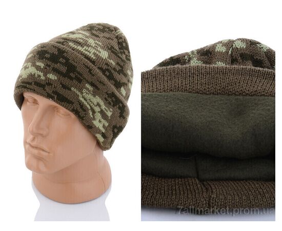 Шапка чоловіча Зима 10 khaki (5 шт. р.сіткаOne size) "Kindzer" недорого оптом від прямого постачальника, зображення 3