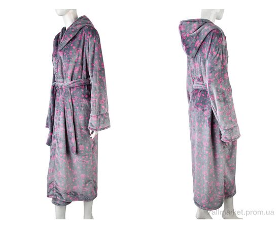 Халат женский Зима 002-2 grey (3 шт. р.сетка XL-3XL) "Banko" недорого оптом от прямого поставщика, изображение 3 Фотография Халат женский Зима 002-2 grey (3 шт. р.сетка XL-3XL) "Banko" недорого оптом от прямого поставщика, изображение 3