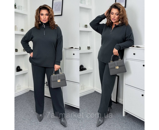 Костюм двійка жіночий ангора рубчик розміри 46-60 "LADA" недорого від прямого постачальника, зображення 3