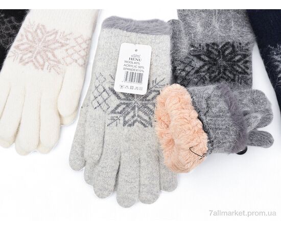 Рукавички жіночі Зима 7152 mix (12 шт. р.сітка6,5-8,5) "KUINH" недорого оптом від прямого постачальника, зображення 2
