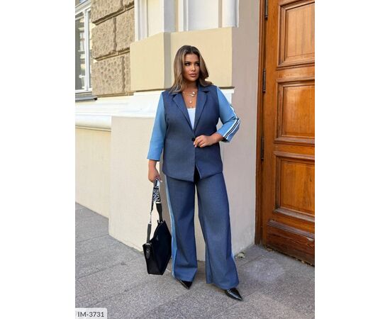 Костюм двойка женский пиджак и брюки большие размеры р.50-52;54-56;58-60 (2цв) "VIKA" купить недорого от прямого поставщика, изображение 3 Фотография Костюм двойка женский пиджак и брюки большие размеры р.50-52;54-56;58-60 (2цв) "VIKA" купить недорого от прямого поставщика, изображение 3