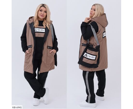 Костюм тройка и сумка р.48-50;52-54;56-58;60-62;56-68 "VIKA" купить недорого от прямого поставщика, изображение 4 Фотография Костюм тройка и сумка р.48-50;52-54;56-58;60-62;56-68 "VIKA" купить недорого от прямого поставщика, изображение 4