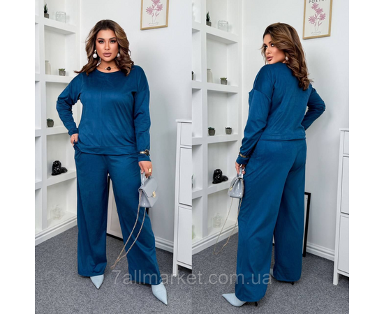 Костюм двійка жіночий замшевий розміри 46-60 "LADA" недорого від прямого постачальника, зображення 2