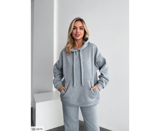 Фотография Женский спортивный костюм трёхнитка на флисе большого размера р.50-52;54-56 (9цв) "ANNABELLE" купить недорого от прямого поставщика, изображение 7