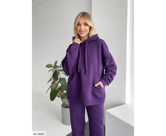 Фотография Женский спортивный костюм трёхнитка на флисе большого размера р.50-52;54-56 (9цв) "ANNABELLE" купить недорого от прямого поставщика, изображение 4