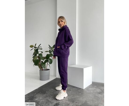 Фотография Женский спортивный костюм трёхнитка на флисе большого размера р.50-52;54-56 (9цв) "ANNABELLE" купить недорого от прямого поставщика, изображение 6