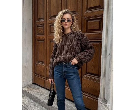 Свитер женский LR763 brown р.42-48 "Lora" недорого оптом от прямого поставщика Фотография Свитер женский LR763 brown р.42-48 "Lora" недорого оптом от прямого поставщика