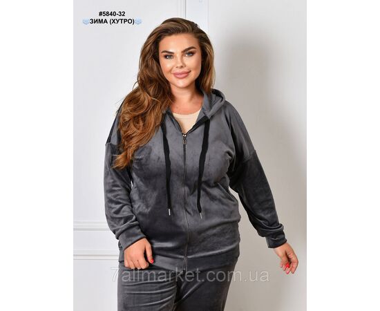 Спортивний костюм жіночий на блискавці велюр на хутрі батал 52,54,58 "NOWEMBER", зображення 5