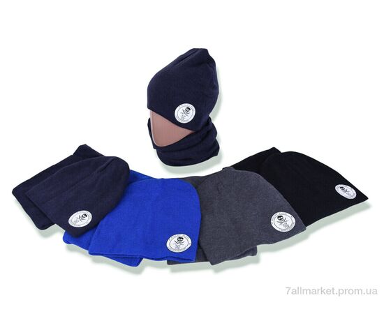 Шапка чоловіча Зима Y937-1 (шапка+баф) mix (5 шт. р.сітка48-52) "Red Hat" недорого оптом від прямого постачальника, зображення 2