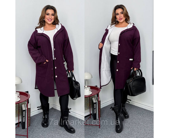 Кардиган-пальто жіночий вельчає на хутрі 46-60 "LADA" недорого від прямого постачальника, зображення 3