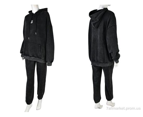 Спортивний костюм жіночий Весна/осінь 4245-J048 black (3 шт. р.сіткаS-L) "Мир" недорого оптом від прямого постачальника, зображення 3