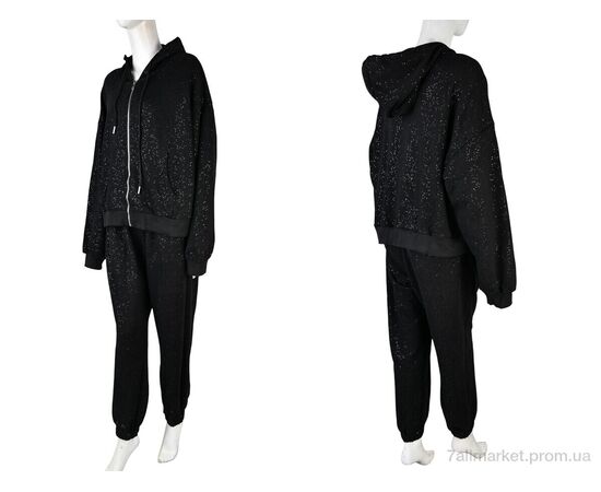 Спортивний костюм жіночий Весна/осінь 4245-J042 black (3 шт. р.сітка2XL-4XL) "Pryama Vigoda" недорого оптом від прямого постачальника, зображення 3