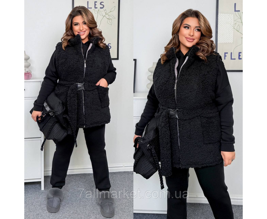 Костюм 3-ка жіночий спортивний тринитка на флісі+худі (46-60) "LADA" недорого від прямого постачальника, зображення 3