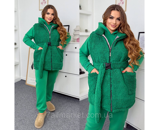Костюм 3-ка жіночий спортивний тринитка на флісі+худі (46-60) "LADA" недорого від прямого постачальника, зображення 3