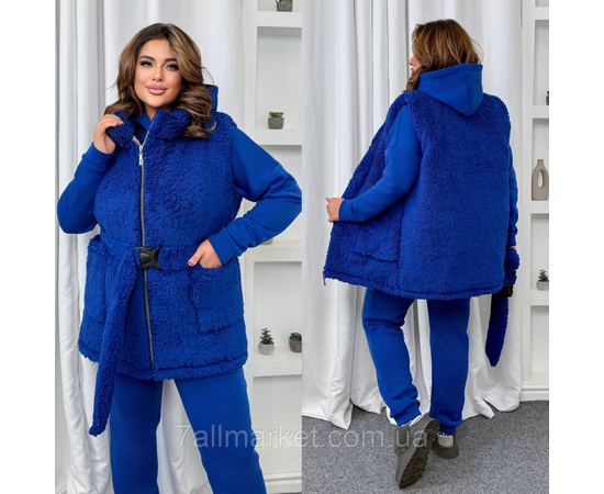 Фотография Костюм 3-ка женский спортивный трехнитка на флисе+мех Тедди (46-60) "LADA" недорого от прямого поставщика, изображение 3