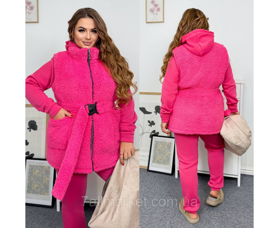 Фотография Костюм 3-ка женский спортивный трехнитка на флисе+мех Тедди (46-60) "LADA" недорого от прямого поставщика, изображение 3