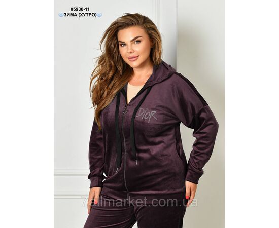Спортивний костюм жіночий на блискавці велюр на хутрі батал 54,56,58 (3кв) "NOWEMBER", зображення 6