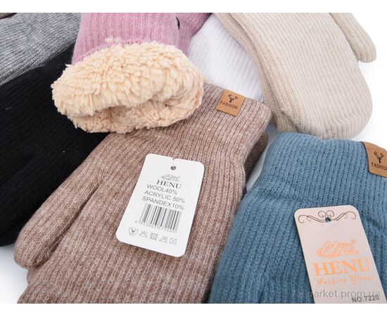 Фотография Варежки для женщин Зима 7220 mix (12 шт. р.сетка 6,5-8,5) "KUINH" недорого оптом от прямого поставщика, изображение 2