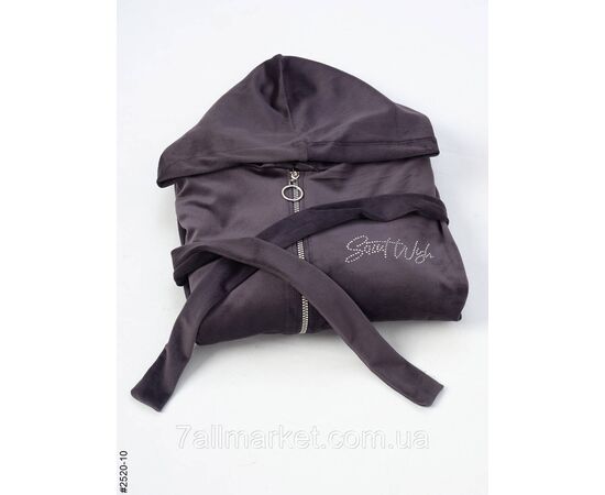 Халат жіночий на блискавці з поясом велюр батал 52-54,56-58,60-62 (10кв) "NOWEMBER", зображення 3