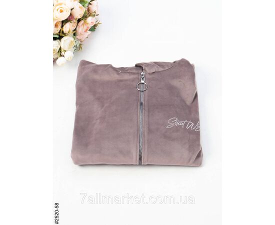 Халат жіночий на блискавці з поясом велюр батал 52-54,56-58,60-62 (10кв) "NOWEMBER", зображення 4