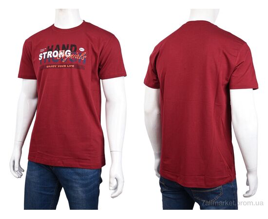 Футболка чоловіча Літо 3707-063-4 bordo (4 шт. р.сіткаM-2XL) "Мир" недорого оптом від прямого постачальника, зображення 3