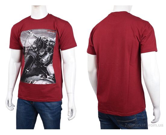 Футболка чоловіча Літо 3707-102-2 bordo (4 шт. р.сіткаM-2XL) "Мир" недорого оптом від прямого постачальника, зображення 3