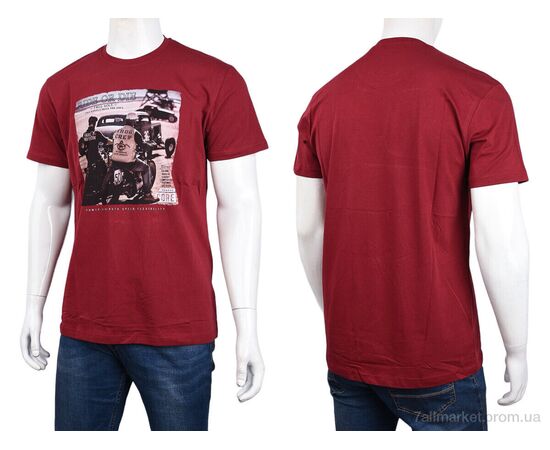 Футболка чоловіча Літо 3707-100-2 bordo (4 шт. р.сіткаM-2XL) "Мир" недорого оптом від прямого постачальника, зображення 3