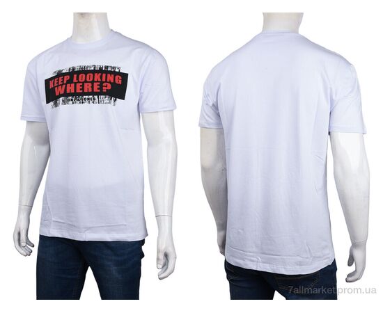 Футболка чоловіча Літо 3707-163-4 white (4 шт. р.сіткаM-2XL) "Мир" недорого оптом від прямого постачальника, зображення 3