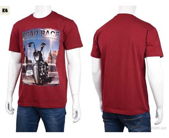 Футболка чоловіча Літо 3707-116-7 bordo (4 шт. р.сіткаM-2XL) "BIG" недорого оптом від прямого постачальника, зображення 3