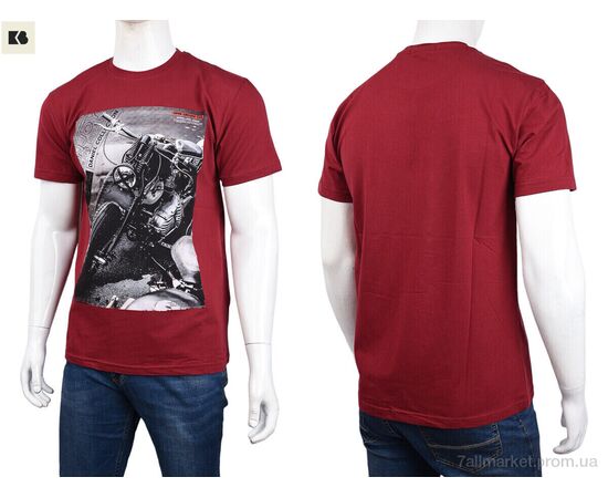 Футболка чоловіча Літо 3707-102-2 bordo (4 шт. р.сіткаM-2XL) "BIG" недорого оптом від прямого постачальника, зображення 3