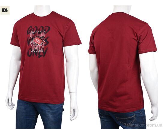 Футболка чоловіча Літо 3707-0061-1 bordo (4 шт. р.сіткаM-2XL) "BIG" недорого оптом від прямого постачальника, зображення 3