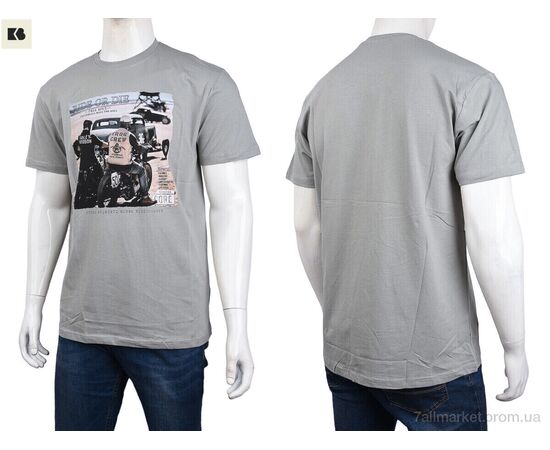 Футболка чоловіча Літо 3707-100-1 grey (4 шт. р.сіткаM-2XL) "BIG" недорого оптом від прямого постачальника, зображення 3