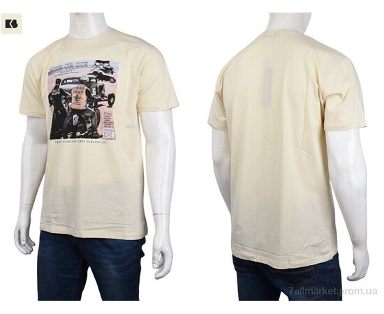 Футболка чоловіча Літо 3707-100-4 beige (4 шт. р.сіткаM-2XL) "BIG" недорого оптом від прямого постачальника, зображення 3