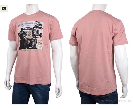 Футболка чоловіча Літо 3707-100-5 pink (4 шт. р.сіткаM-2XL) "BIG" недорого оптом від прямого постачальника, зображення 3