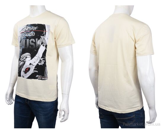 Футболка чоловіча Літо 3707-115-4 beige (4 шт. р.сіткаM-2XL) "Мир" недорого оптом від прямого постачальника, зображення 3