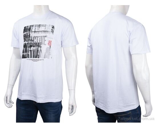 Футболка чоловіча Літо 3707-109-4 white (4 шт. р.сіткаM-2XL) "Мир" недорого оптом від прямого постачальника, зображення 3